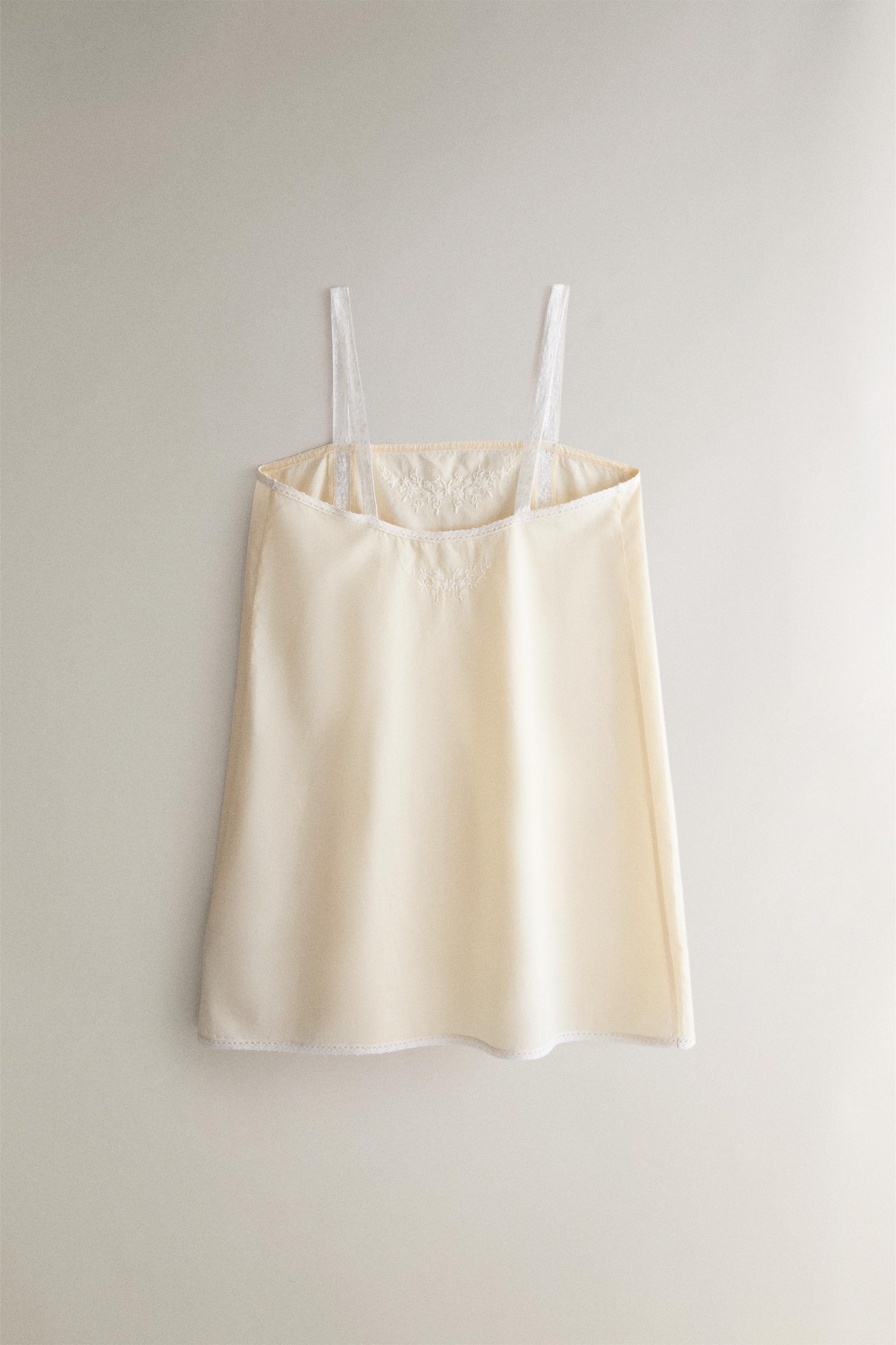 CHEMISE DE NUIT COTON BRODERIE DENTELLE